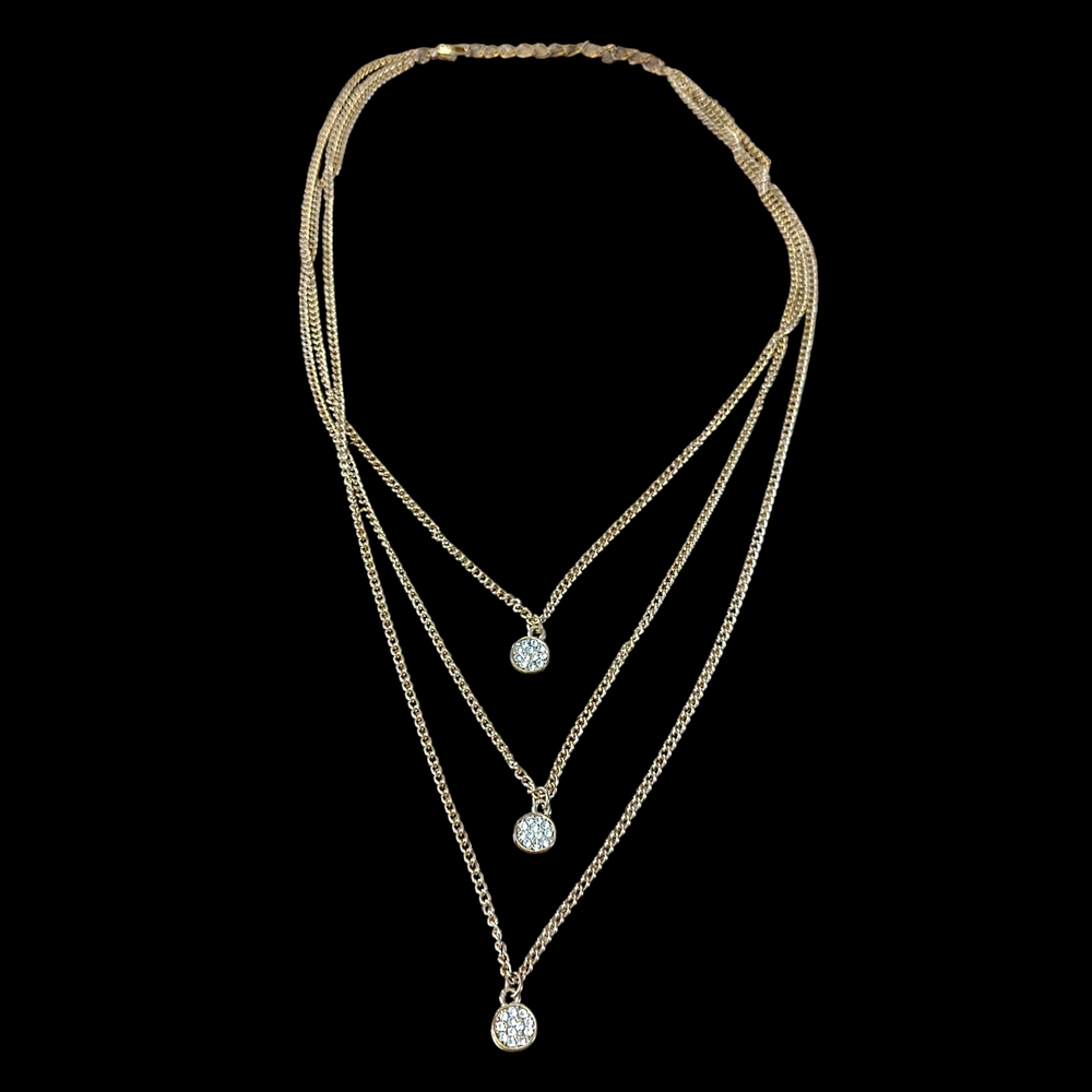 Elegant Gold Layered Necklace with Crystal Accents